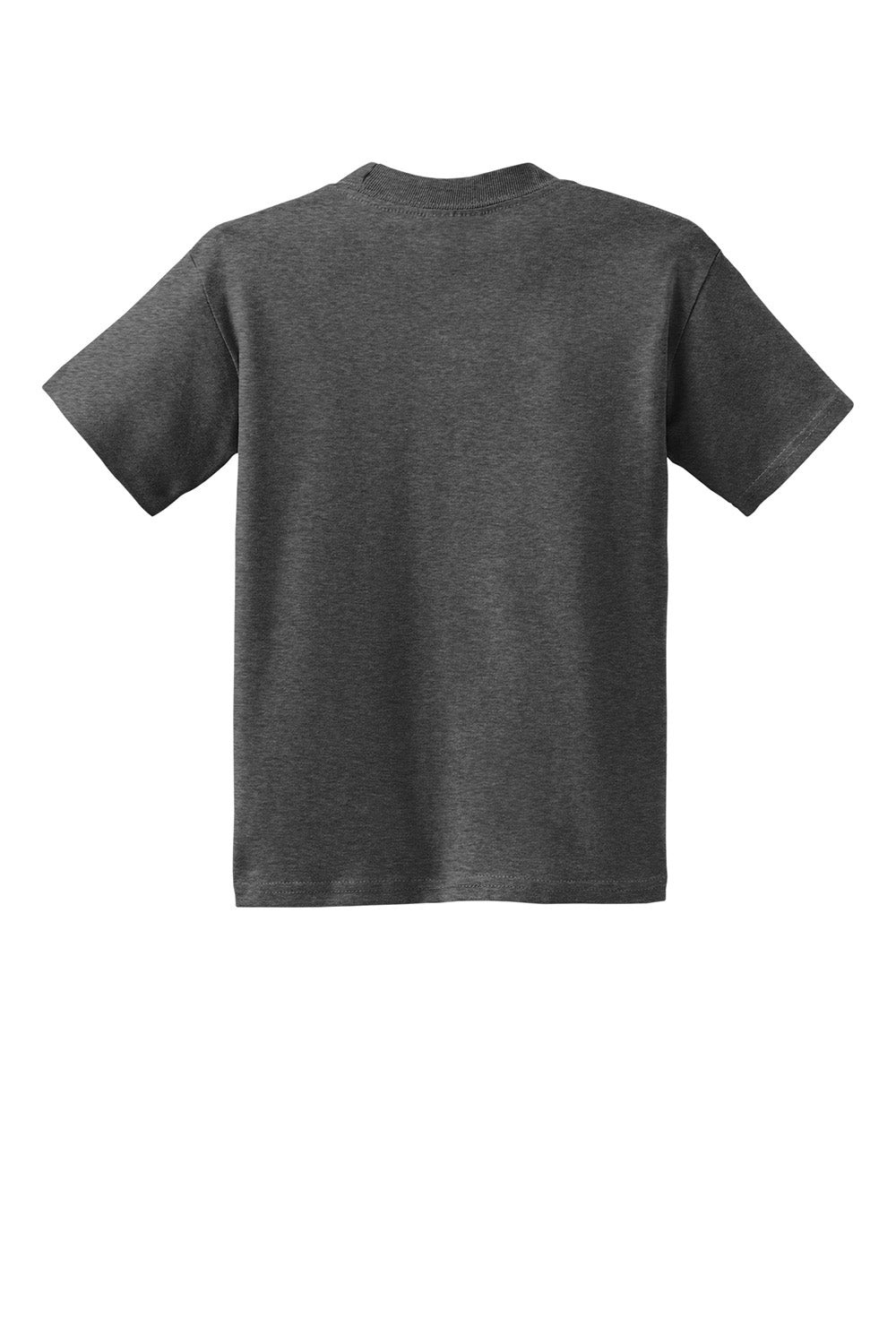 Hanes 5370 Youth EcoSmart Short Sleeve Crewneck T-Shirt Heather Charcoal Grey Flat Back