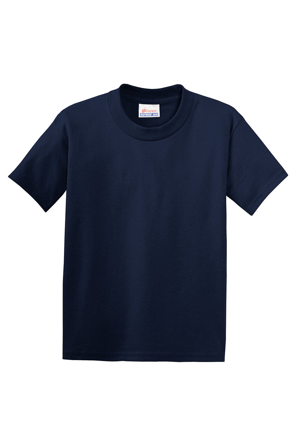 Hanes 5370 Youth EcoSmart Short Sleeve Crewneck T-Shirt Navy Blue Flat Front