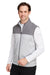 Puma 537465 Mens Cloudspun Moisture Wicking Colorblock Full Zip Vest Quiet Shade Grey/Heather High Rise Grey Model 3q