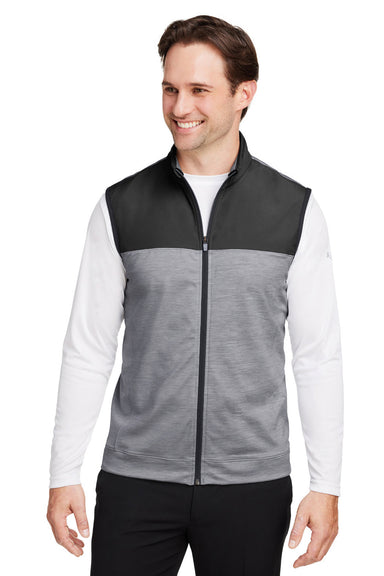 Puma 537465 Mens Cloudspun Moisture Wicking Colorblock Full Zip Vest Black/Quiet Shade Grey Model Front