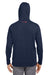 Puma 537474 Mens Volition Moisture Wicking Striped Hooded Sweatshirt Hoodie w/ Pocket Navy Blue Model Back