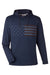 Puma 537474 Mens Volition Moisture Wicking Striped Hooded Sweatshirt Hoodie w/ Pocket Navy Blue Flat Front