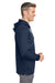 Puma 537474 Mens Volition Moisture Wicking Striped Hooded Sweatshirt Hoodie w/ Pocket Navy Blue Model Side