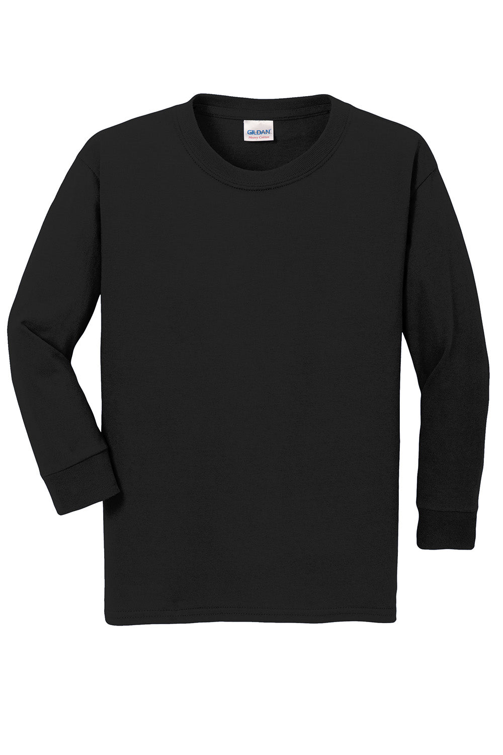 Gildan 5400B/G540B Youth Long Sleeve Crewneck T-Shirt Black Flat Front