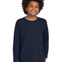 Gildan Youth Long Sleeve Crewneck T-Shirt - Navy Blue