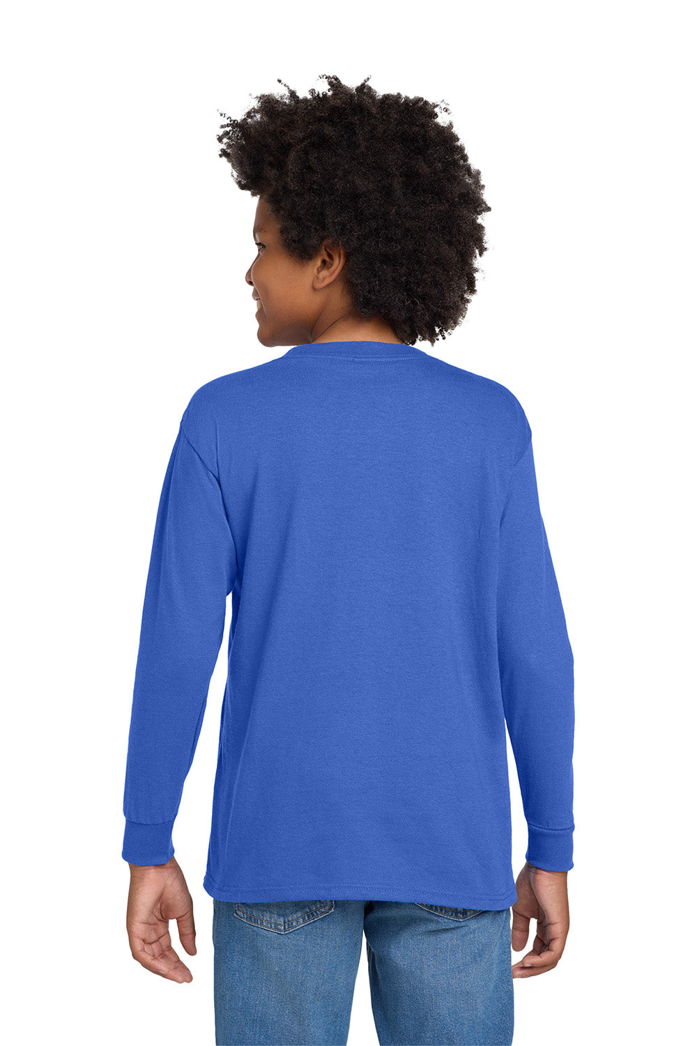 Gildan 5400B/G540B Youth Long Sleeve Crewneck T-Shirt Royal Blue Model Back