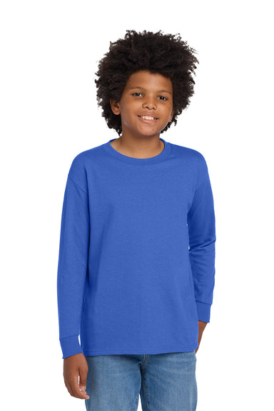 Gildan 5400B/G540B Youth Long Sleeve Crewneck T-Shirt Royal Blue Model Front