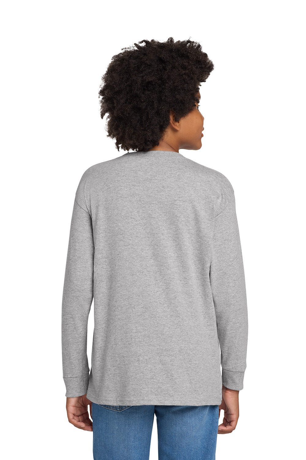 Gildan 5400B/G540B Youth Long Sleeve Crewneck T-Shirt Sport Grey Model Back