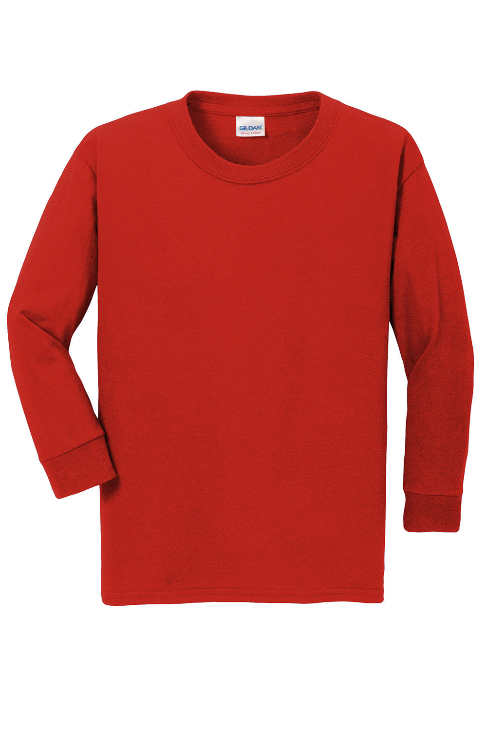 Gildan 5400B/G540B Youth Long Sleeve Crewneck T-Shirt Red Flat Front