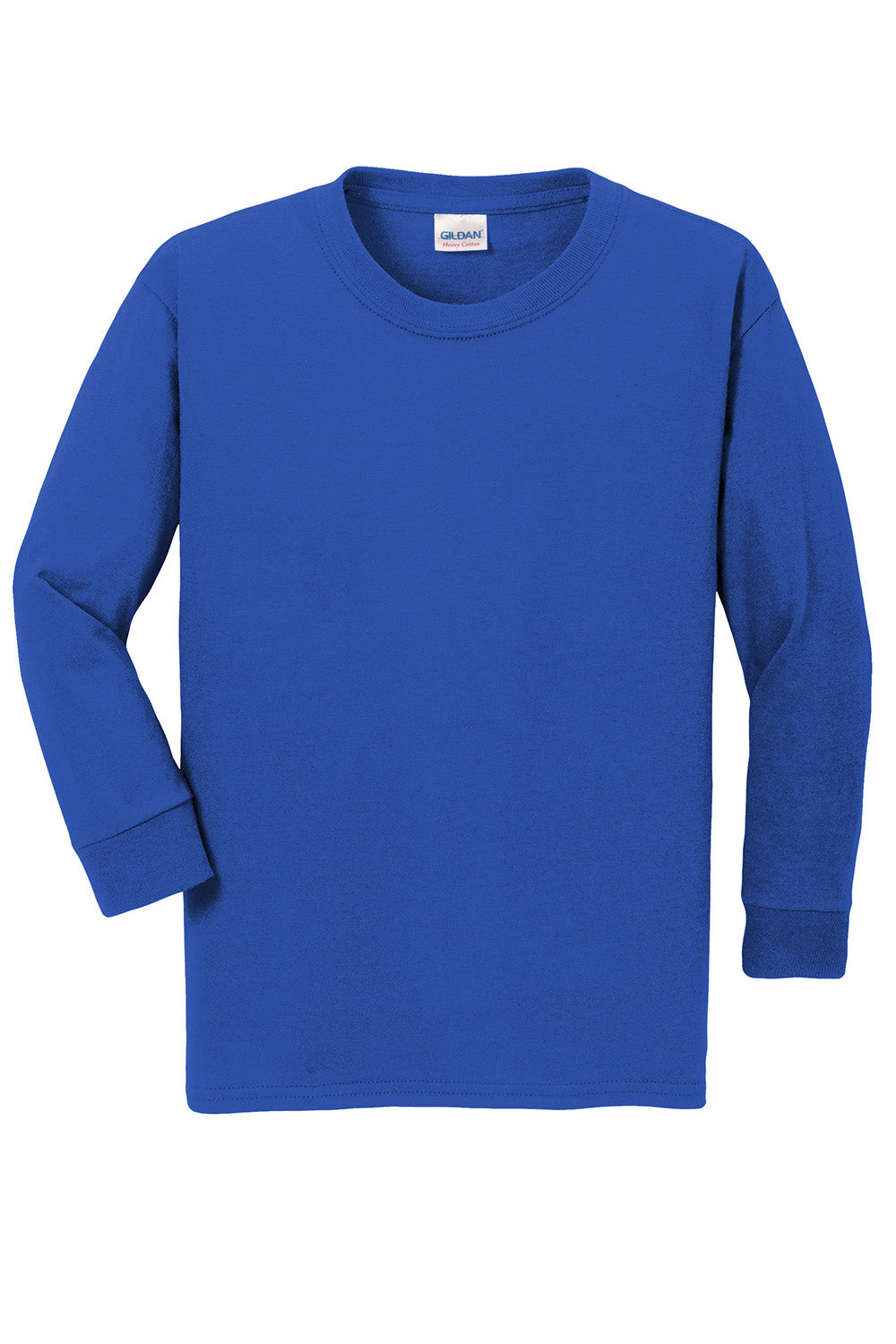 Gildan 5400B/G540B Youth Long Sleeve Crewneck T-Shirt Royal Blue Flat Front