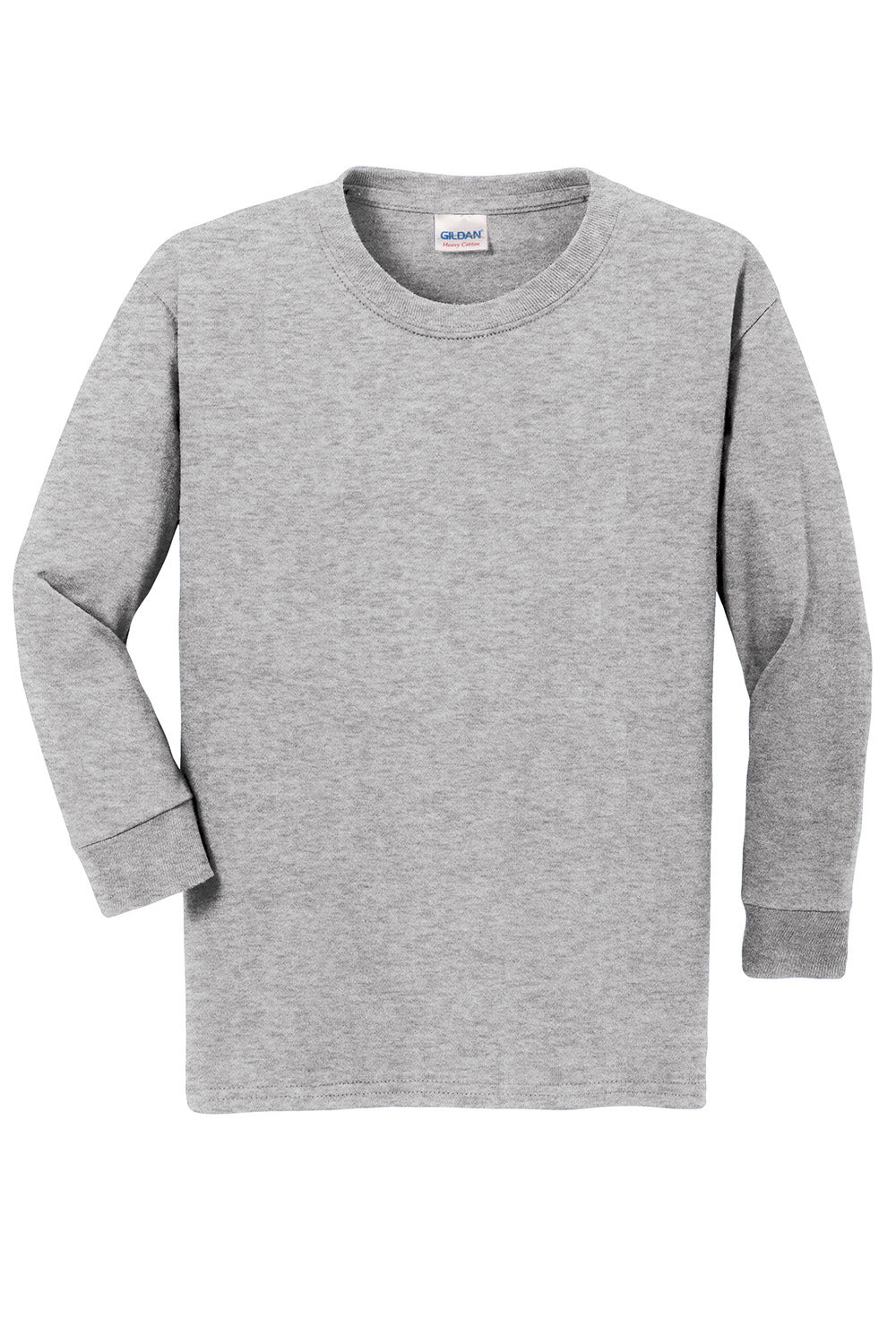 Gildan 5400B/G540B Youth Long Sleeve Crewneck T-Shirt Sport Grey Flat Front