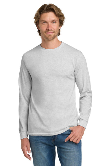 Gildan 5400/G540 Mens Long Sleeve Crewneck T-Shirt Ash Grey Model Front