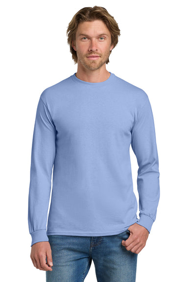 Gildan 5400/G540 Mens Long Sleeve Crewneck T-Shirt Carolina Blue Model Front