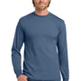 Gildan Mens Long Sleeve Crewneck T-Shirt - Indigo Blue