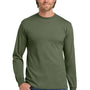 Gildan Mens Long Sleeve Crewneck T-Shirt - Military Green