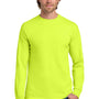 Gildan Mens Long Sleeve Crewneck T-Shirt - Safety Green