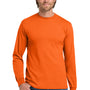 Gildan Mens Long Sleeve Crewneck T-Shirt - Safety Orange