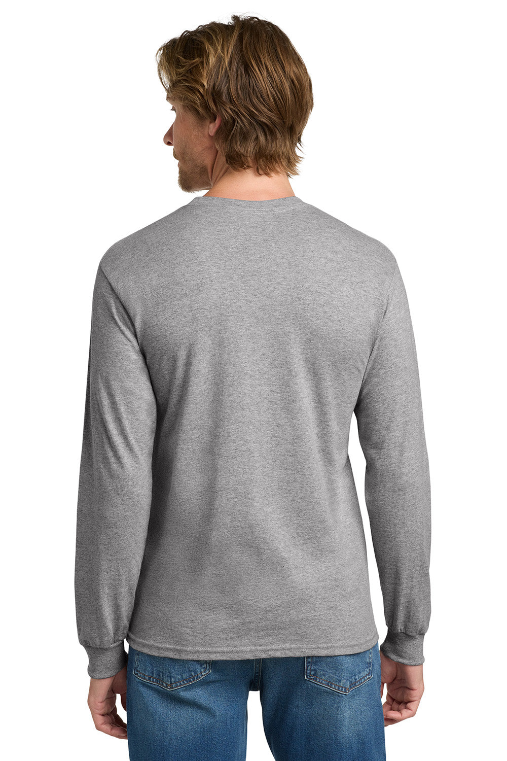 Gildan 5400/G540 Mens Long Sleeve Crewneck T-Shirt Sport Grey Model Back