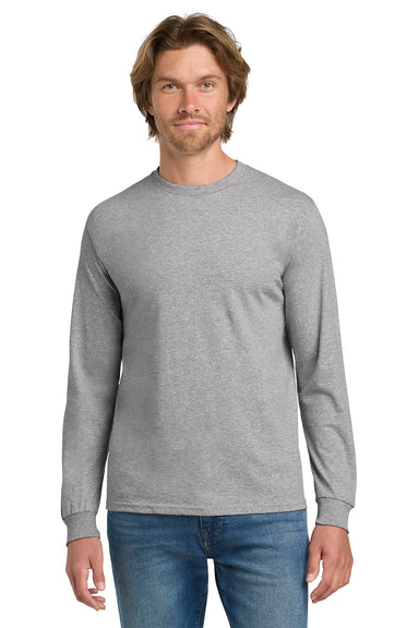 Gildan 5400/G540 Mens Long Sleeve Crewneck T-Shirt Sport Grey Model Front