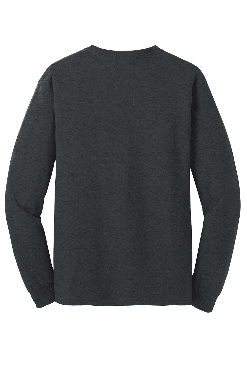 Gildan 5400/G540 Mens Long Sleeve Crewneck T-Shirt Heather Dark Grey Flat Back