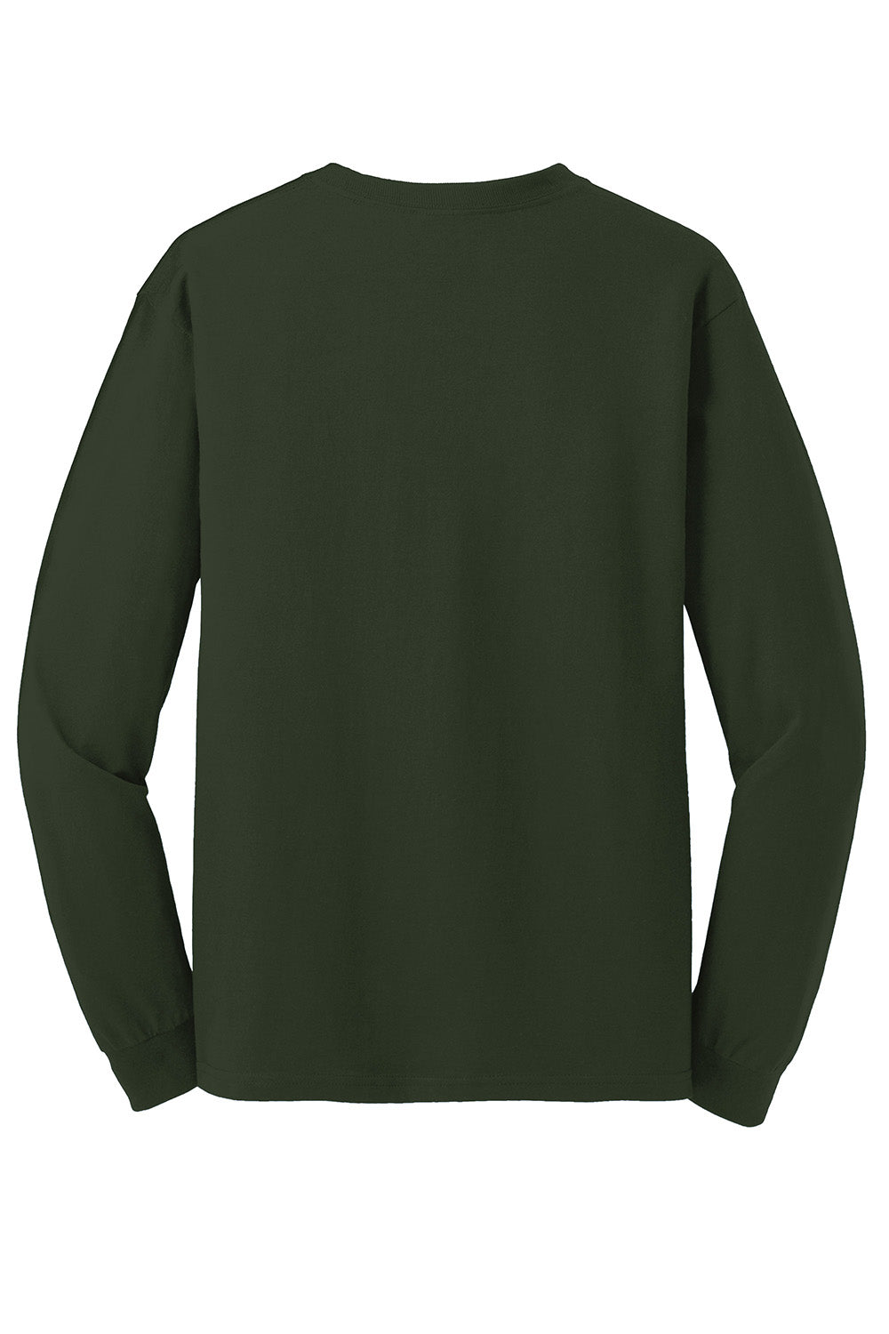 Gildan 5400/G540 Mens Long Sleeve Crewneck T-Shirt Forest Green Flat Back