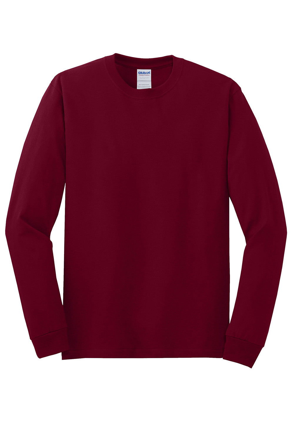 Gildan 5400/G540 Mens Long Sleeve Crewneck T-Shirt Garnet Red Flat Front