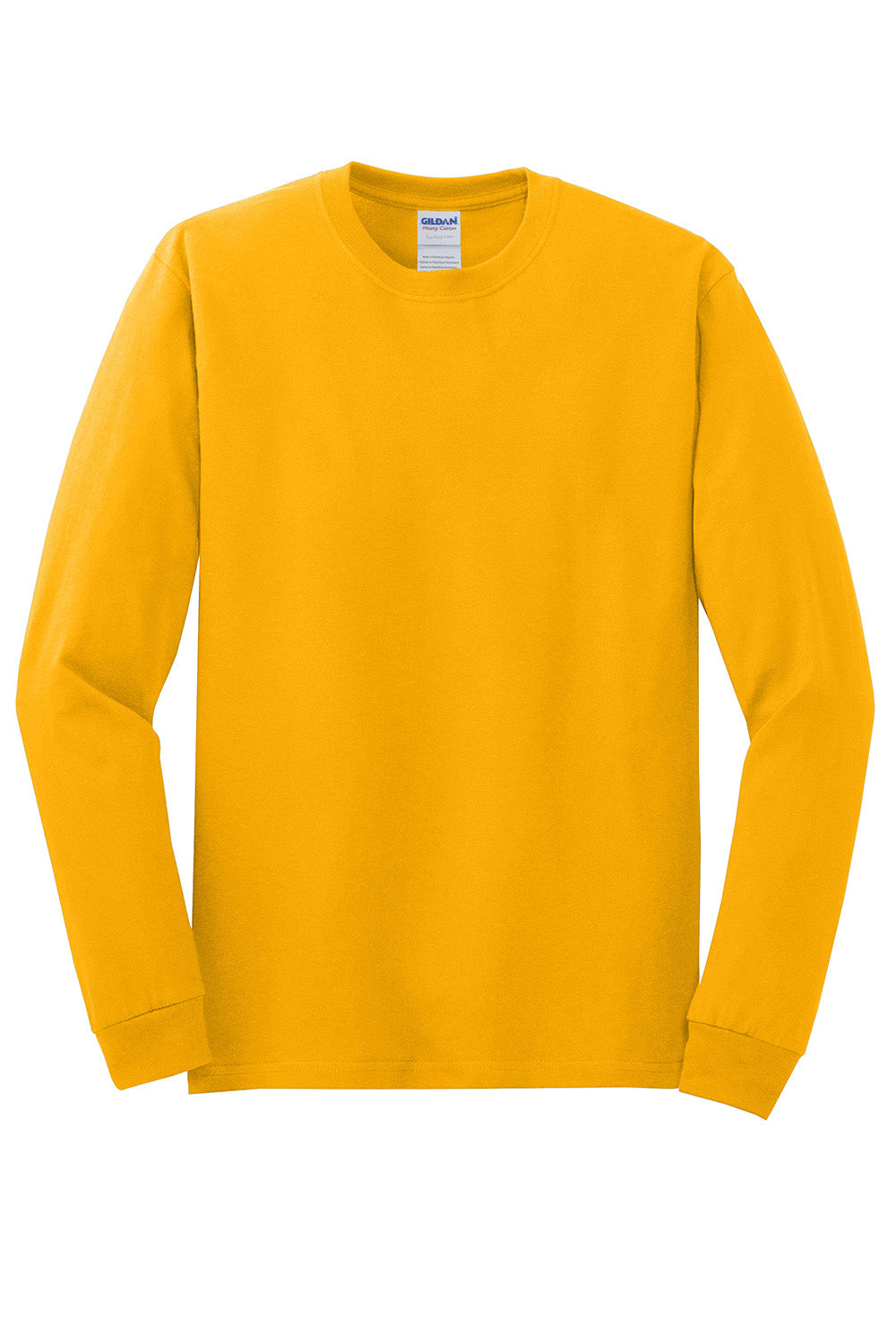 Gildan 5400/G540 Mens Long Sleeve Crewneck T-Shirt Gold Flat Front