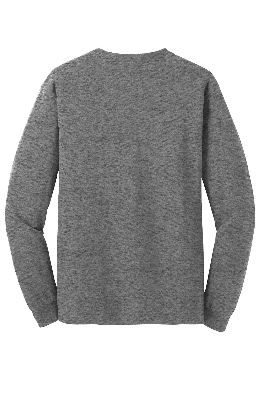 Gildan 5400/G540 Mens Long Sleeve Crewneck T-Shirt Heather Graphite Grey Flat Back