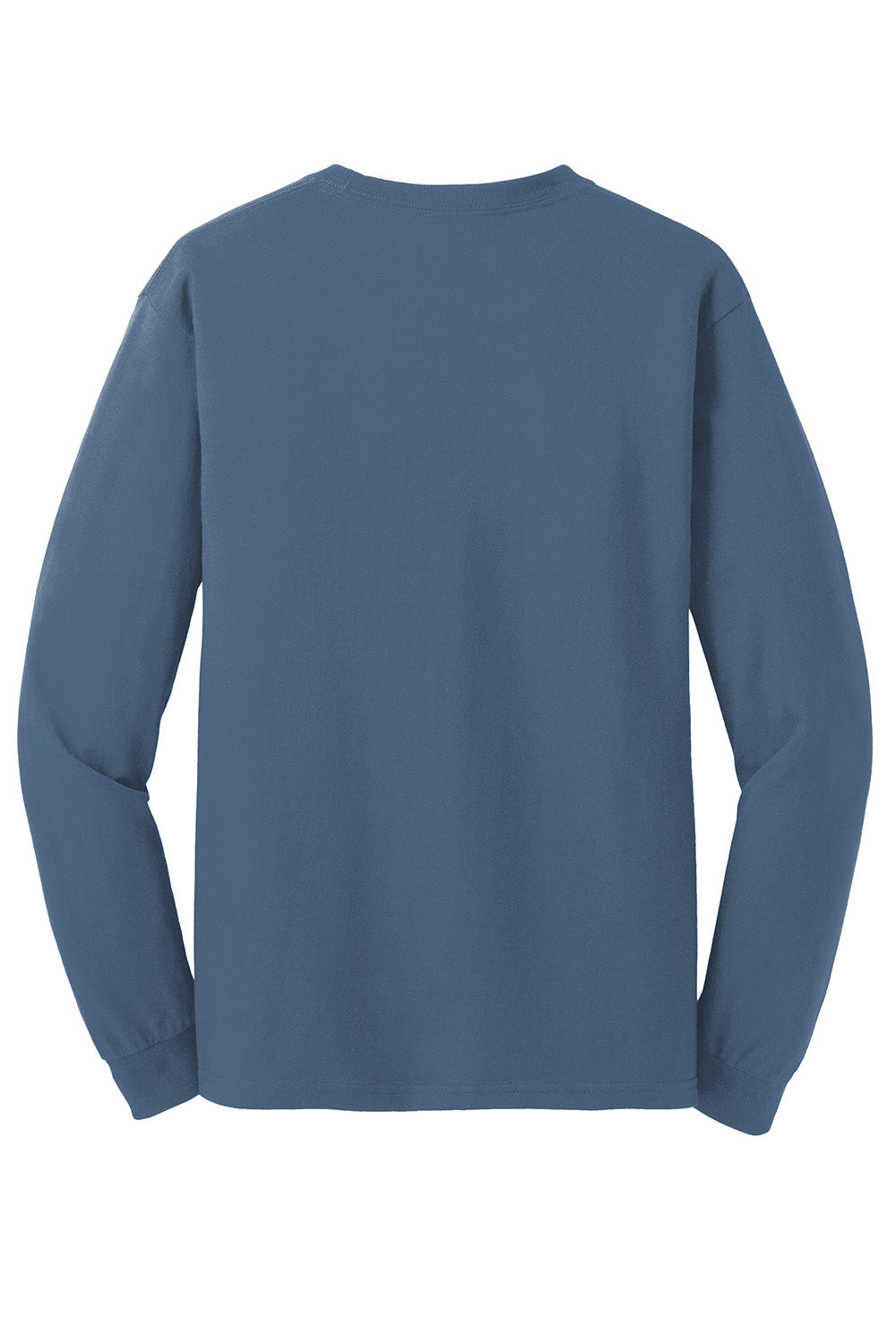 Gildan 5400/G540 Mens Long Sleeve Crewneck T-Shirt Indigo Blue Flat Back