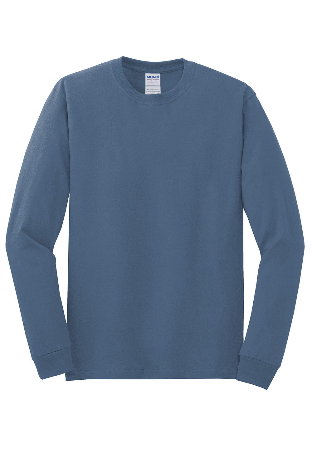 Gildan 5400/G540 Mens Long Sleeve Crewneck T-Shirt Indigo Blue Flat Front