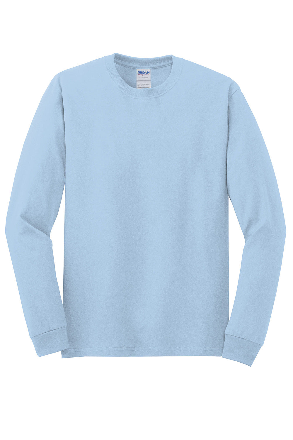 Gildan 5400/G540 Mens Long Sleeve Crewneck T-Shirt Light Blue Flat Front