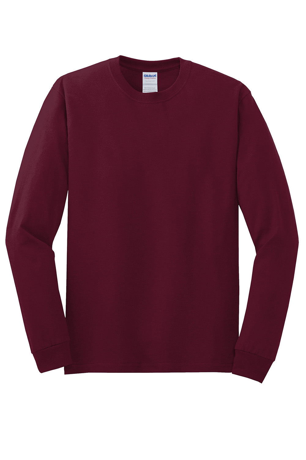 Gildan 5400/G540 Mens Long Sleeve Crewneck T-Shirt Maroon Flat Front