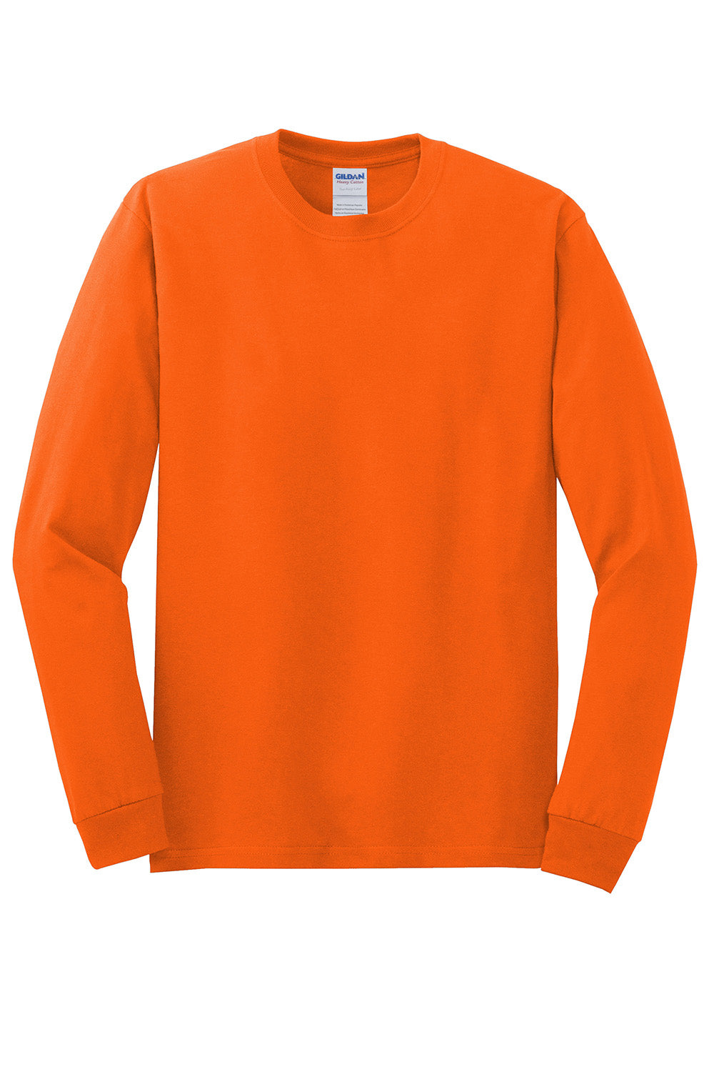 Gildan 5400/G540 Mens Long Sleeve Crewneck T-Shirt Orange Flat Front