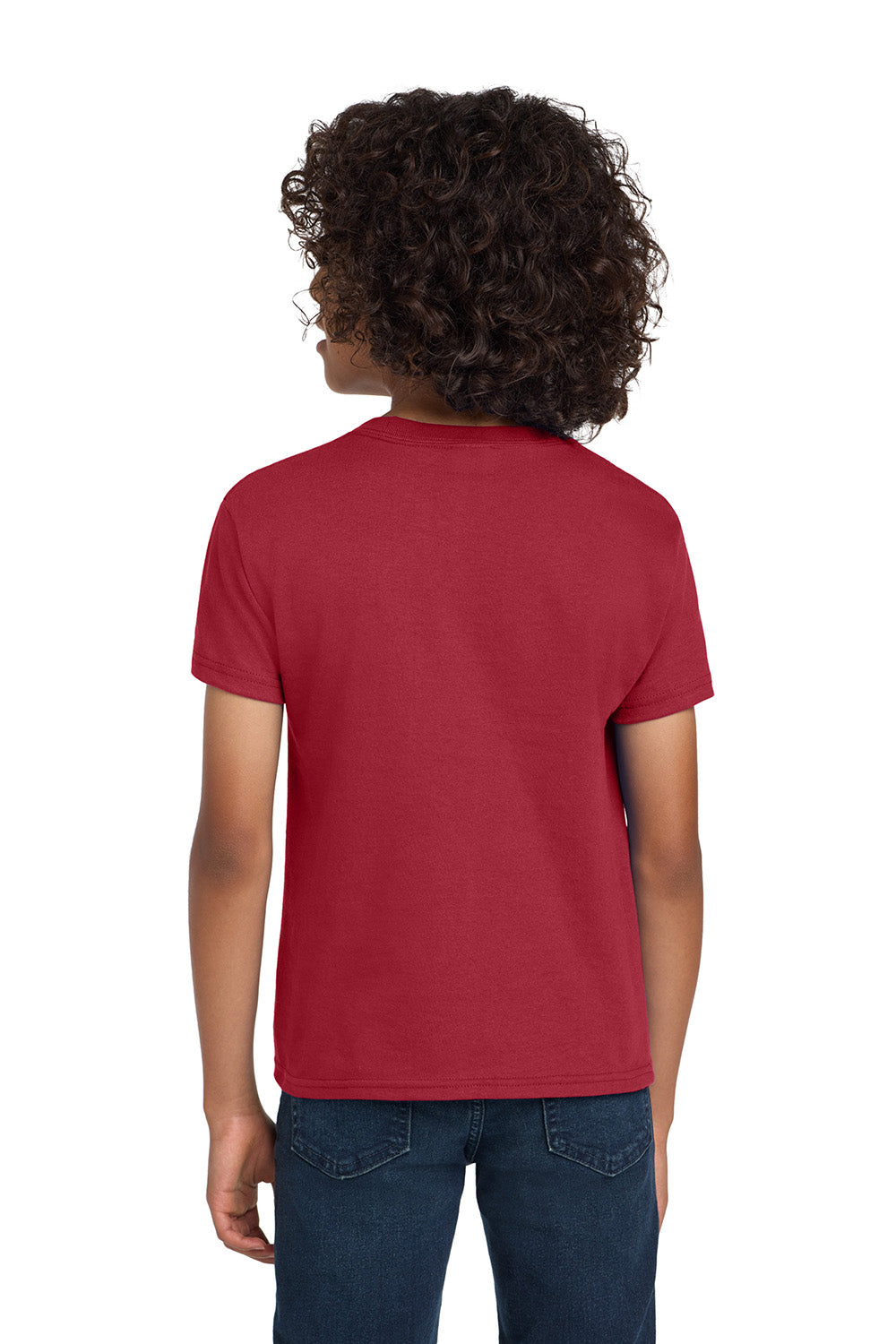 Hanes 5450/54500 Youth ComfortSoft Short Sleeve Crewneck T-Shirt Deep Red Model Back