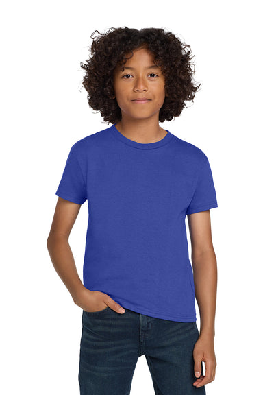 Hanes 5450/54500 Youth ComfortSoft Short Sleeve Crewneck T-Shirt Deep Royal Blue Model Front