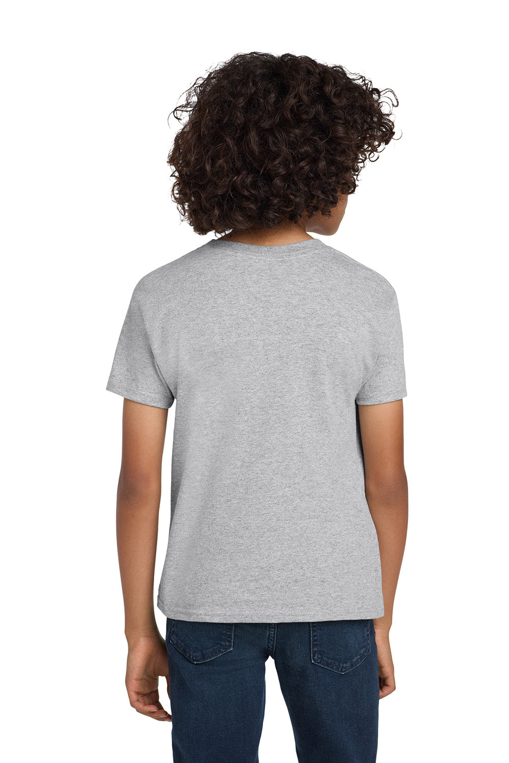 Hanes 5450/54500 Youth ComfortSoft Short Sleeve Crewneck T-Shirt Light Steel Grey Model Back