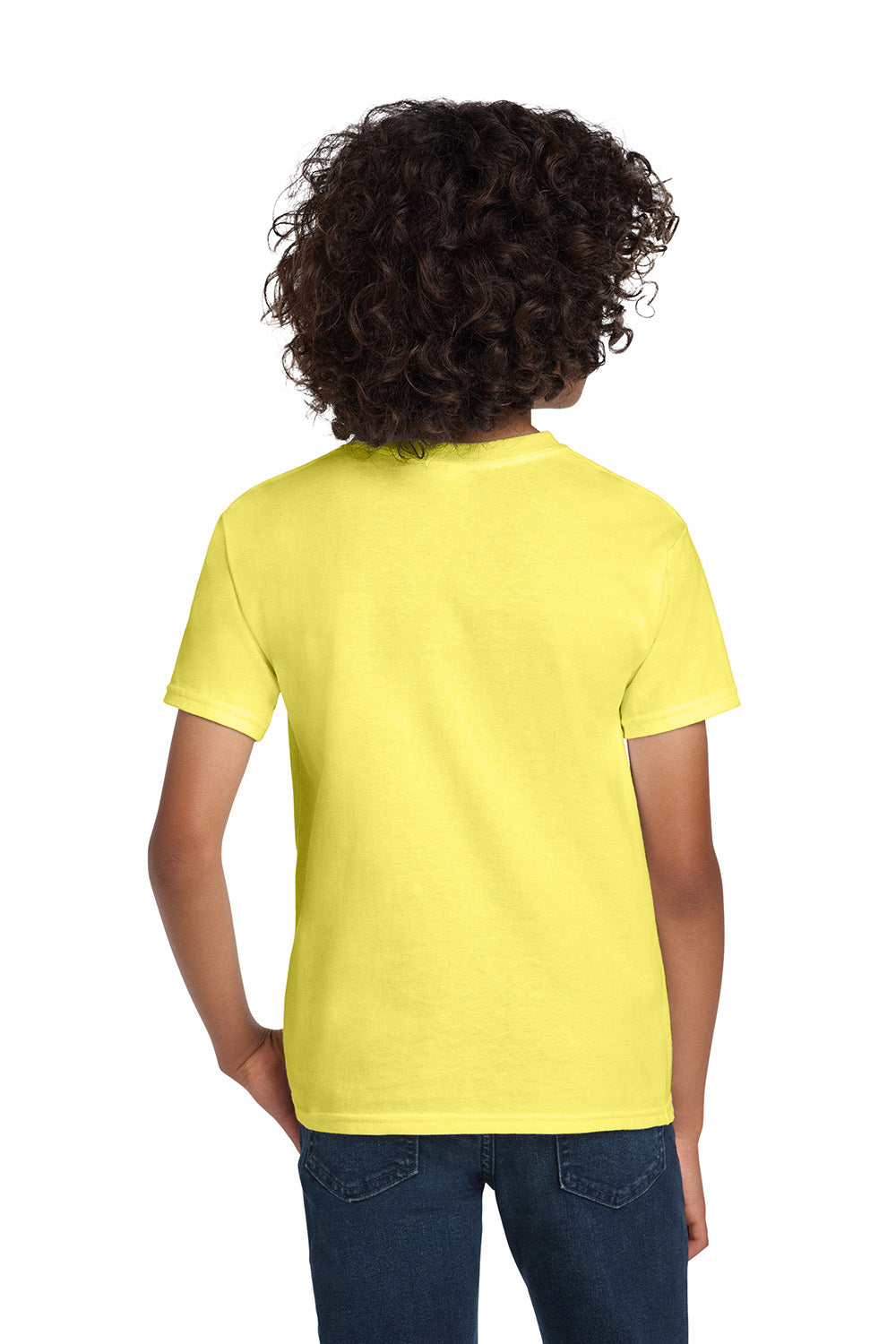 Hanes 5450/54500 Youth ComfortSoft Short Sleeve Crewneck T-Shirt Yellow Model Back