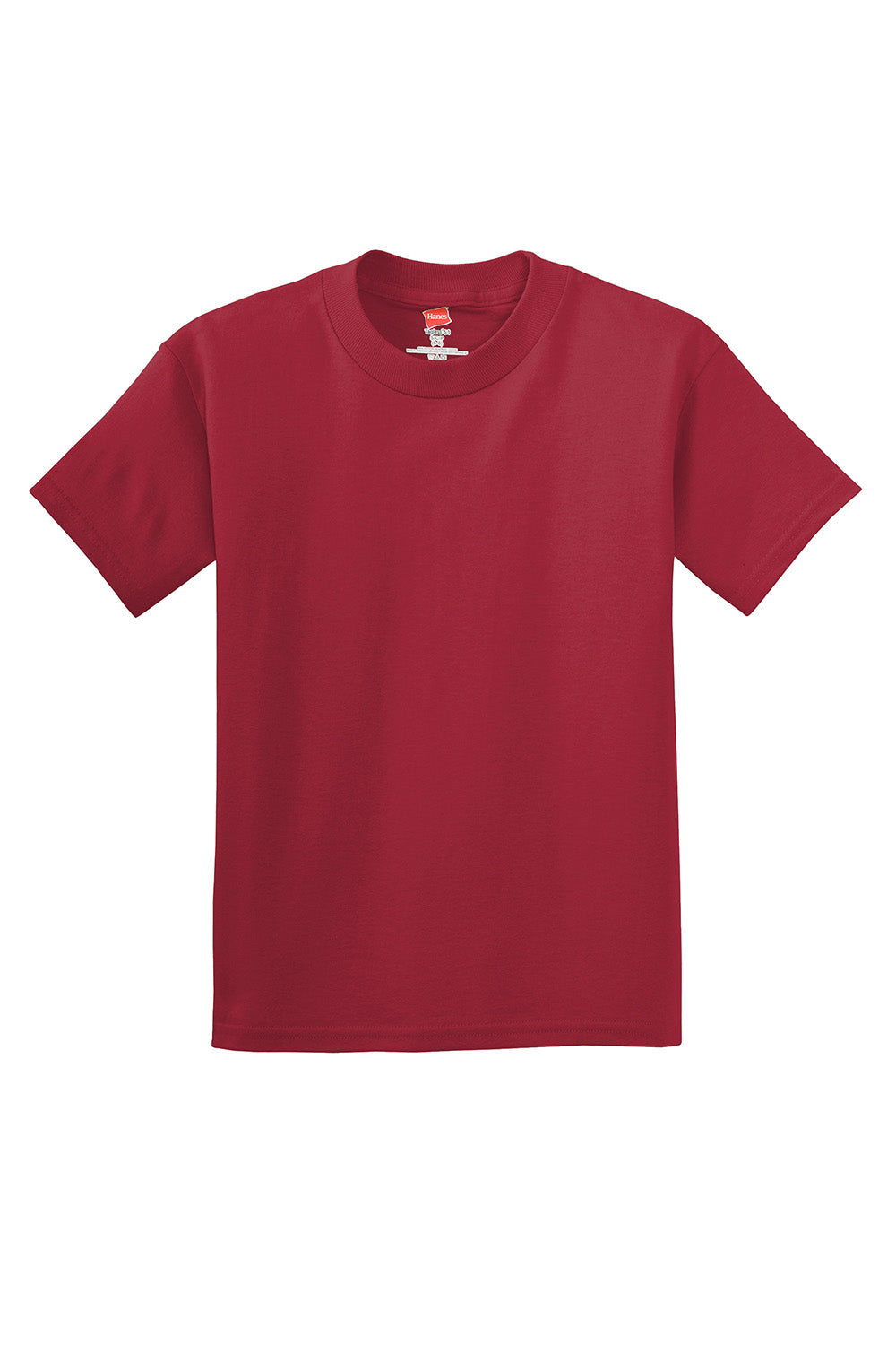 Hanes 5450/54500 Youth ComfortSoft Short Sleeve Crewneck T-Shirt Deep Red Flat Front