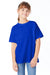 Hanes 5480 Youth ComfortSoft Short Sleeve Crewneck T-Shirt Athletic Royal Blue Model Front