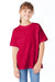 Hanes 5480 Youth ComfortSoft Short Sleeve Crewneck T-Shirt Athletic Crimson Red Model Front