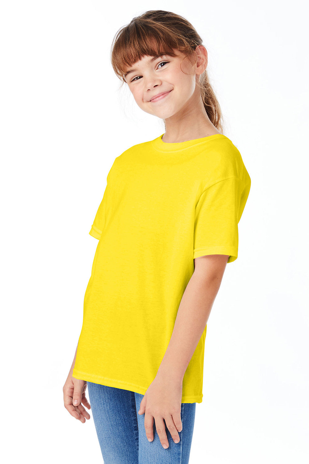 Hanes 5480 Youth ComfortSoft Short Sleeve Crewneck T-Shirt Athletic Yellow Model 3Q