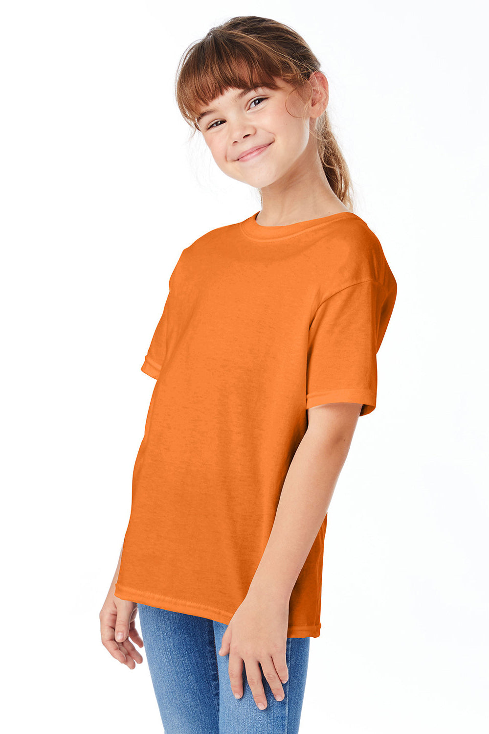 Hanes 5480 Youth ComfortSoft Short Sleeve Crewneck T-Shirt Tennessee Orange Model 3Q