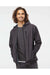 Independent Trading Co. EXP35SSZ Mens Poly Tech Full Zip Soft Shell Hooded Jacket Graphite Grey Model Front