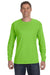 Hanes 5586 Mens ComfortSoft Long Sleeve Crewneck T-Shirt Lime Green Model Front