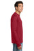 Hanes 5586 Mens ComfortSoft Long Sleeve Crewneck T-Shirt Deep Red Model Side