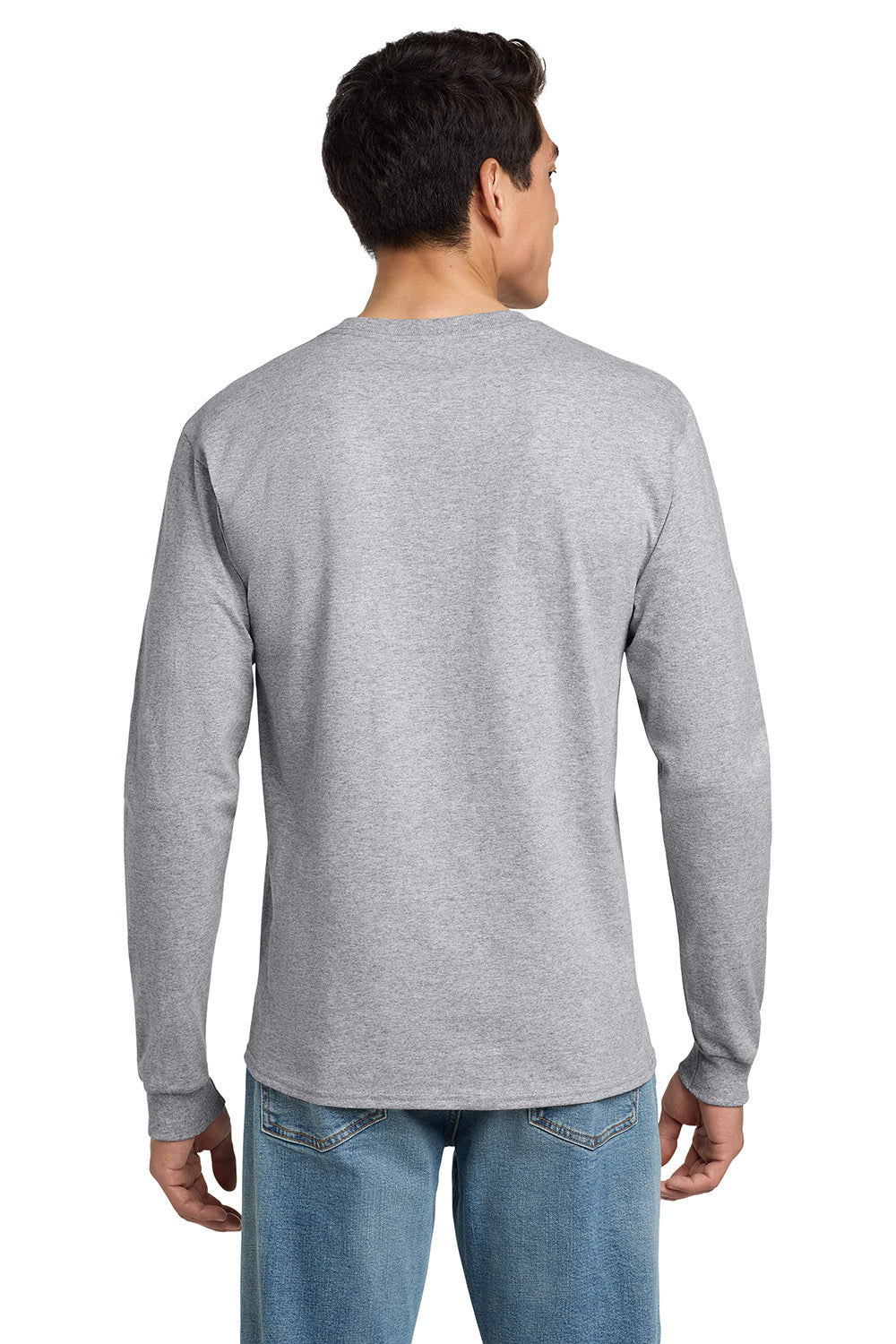 Hanes 5586 Mens ComfortSoft Long Sleeve Crewneck T-Shirt Light Steel Grey Model Back