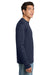 Hanes 5586 Mens ComfortSoft Long Sleeve Crewneck T-Shirt Navy Blue Model Side