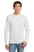 Hanes 5586 Mens ComfortSoft Long Sleeve Crewneck T-Shirt White Model Front