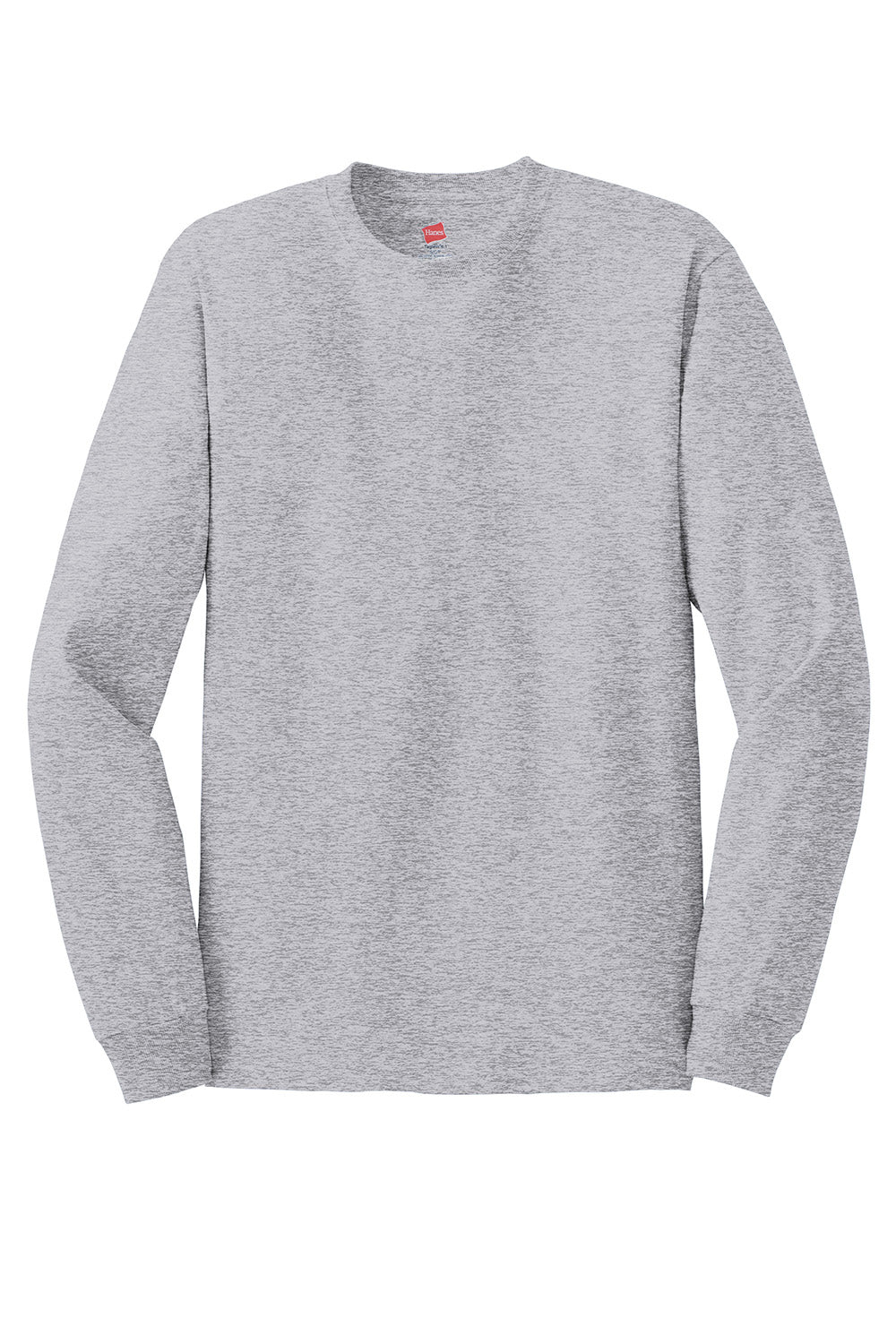 Hanes 5586 Mens ComfortSoft Long Sleeve Crewneck T-Shirt Light Steel Grey Flat Front