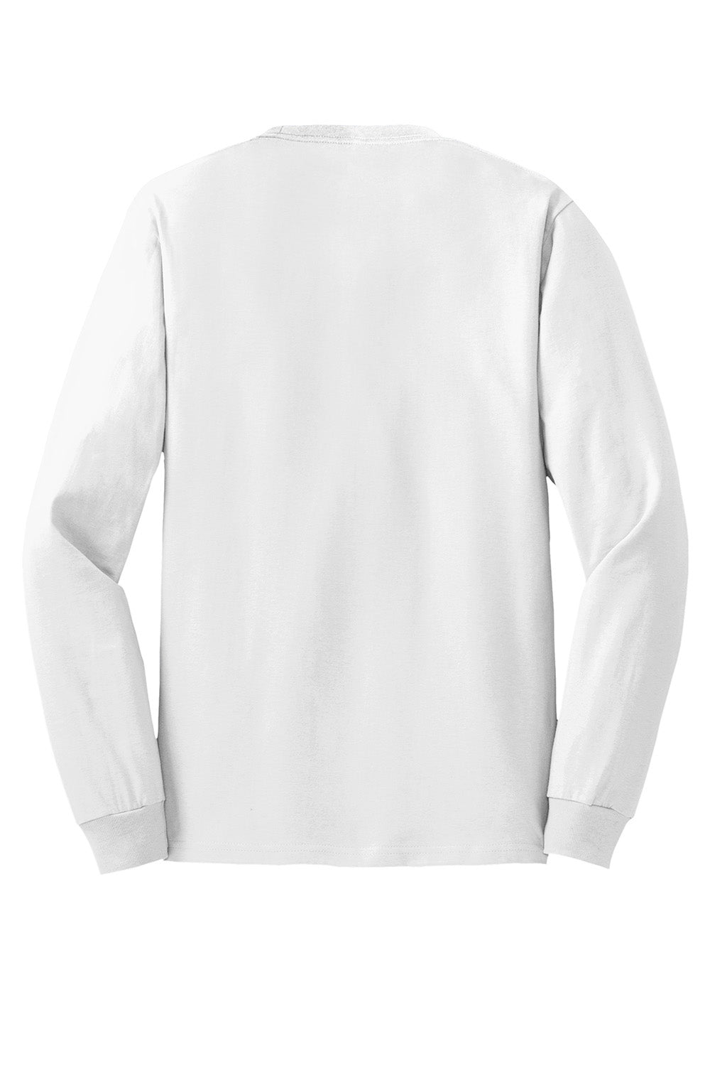 Hanes 5586 Mens ComfortSoft Long Sleeve Crewneck T-Shirt White Flat Back